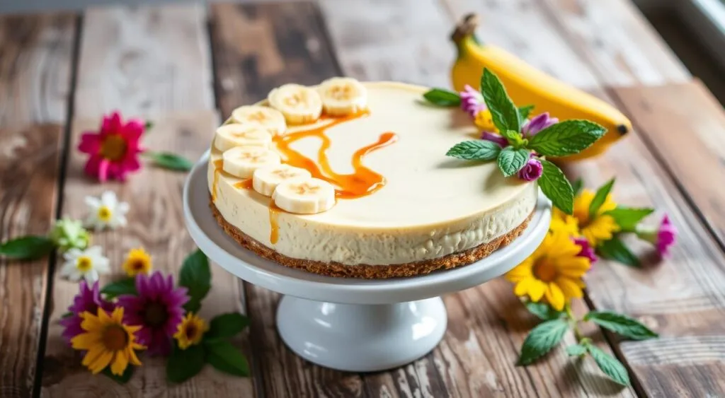 Decorated banana cheesecake Decorated banana cheesecake